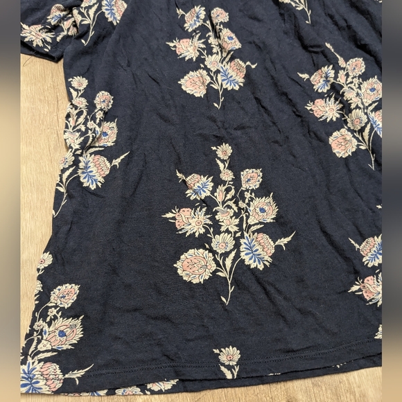 Lucky Brand Navy Blue Square Neck Top Floral Print Women's Size Large - Picture 8 of 8